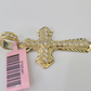 14k Jesus Christ CZ Cross Charm Pendant 2" Yellow Gold REAL Genuine Diamond Cuts