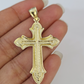 10k Gold Byzantine Necklace Jesus Cross Charm 20-30 inch 3mm Pendant SET