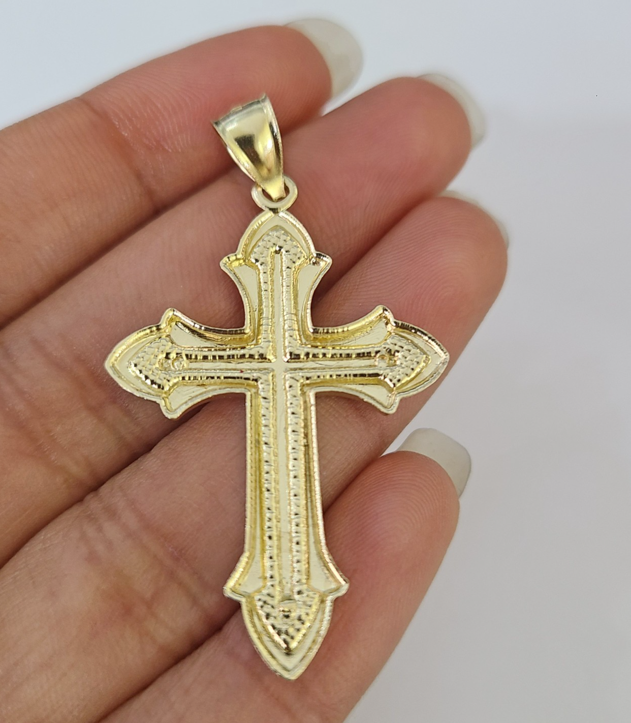 10k Gold Byzantine Necklace Jesus Cross Charm 20-30 inch 3mm Pendant SET