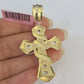 Real 14k Chain Cross Charm Set Miami Cuban Link 5mm 18"-30" Necklace Pendant