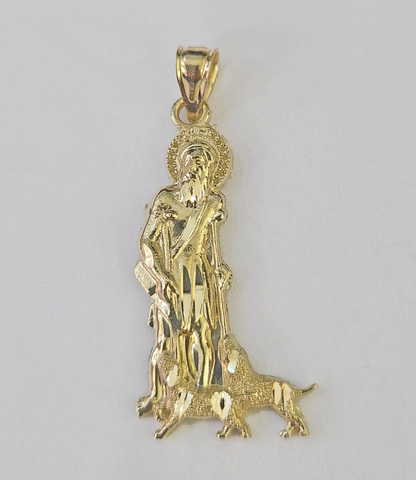 Real 10K Gold Saint Lazaro Charm 10kt yellow Gold Pendent Sheppard Dogs