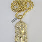 Real 10k Solid Rope Chain Jesus Head Charm Set 6mm 20"-30" Inch Necklace Gold