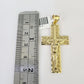 10K Franco Chain Jesus Cross Pendant Charm Necklace 20"-26" 3mm Gold Yellow SET