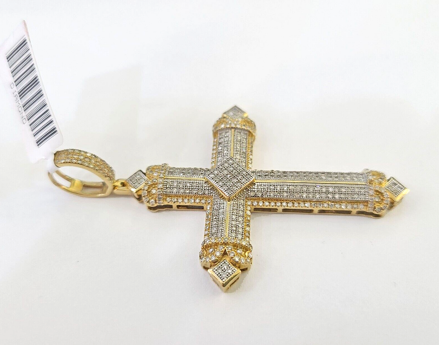 10k Diamond Jesus Cross Charm Yellow Gold Pendant Genuine Real 10kt