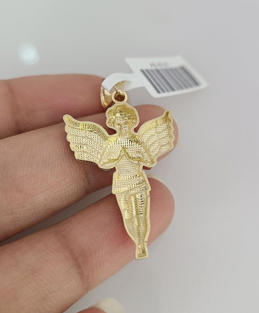 10k Solid Rope Chain Praying Angel Pendant 18"-28" Gold Set Charm Necklace 3mm
