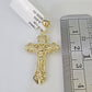 Real 10k 3mm Rope Chain Jesus Cross Pendant Charm 18" 20" 22" 24" 26" Set Yellow