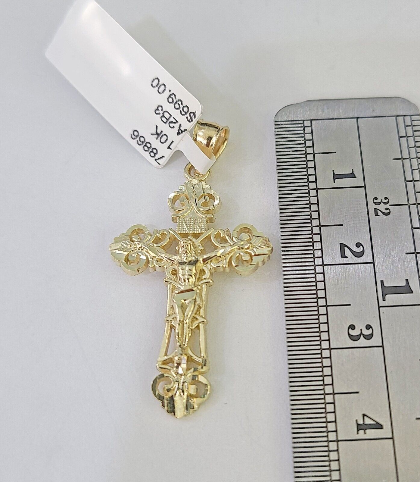 Real 10k 3mm Rope Chain Jesus Cross Pendant Charm 18" 20" 22" 24" 26" Set Yellow