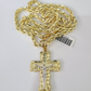 Real 10k Rope Chain Jesus Cross Charm Necklace Pendant Set 4mm 18"-28" Gold