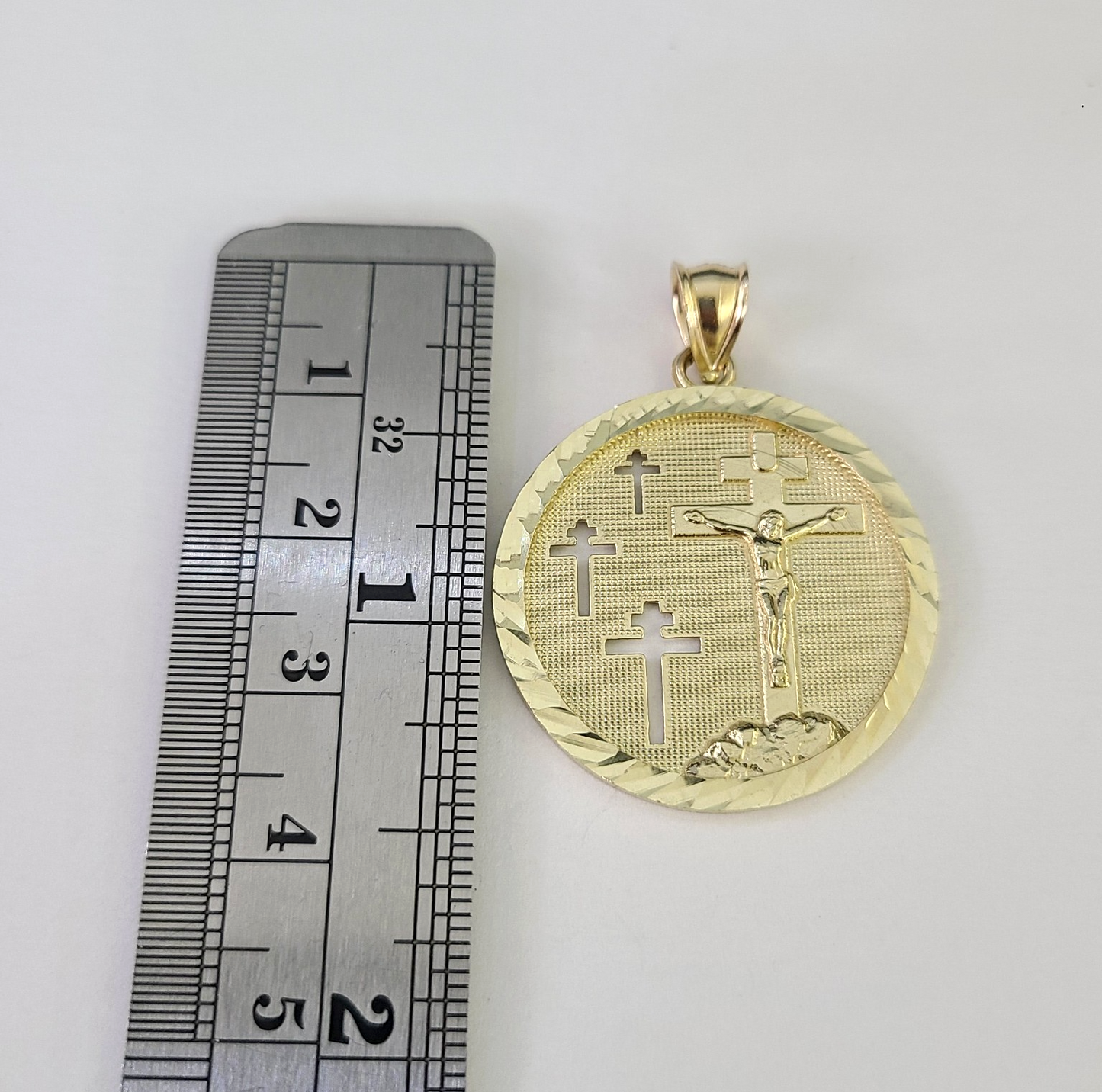 10k Cross Medallion Charm Miami Cuban Chain Pendant 5mm 18"28" Necklace Gold