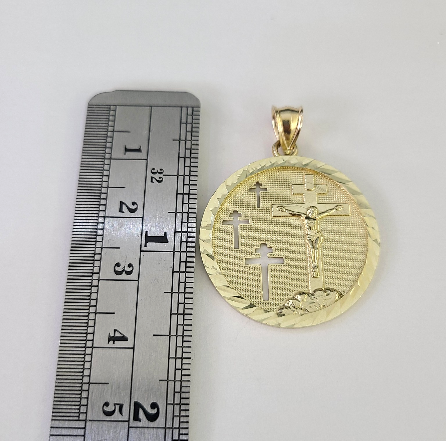 10k Cross Medallion Charm Miami Cuban Chain Pendant 5mm 18"28" Necklace Gold