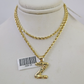 10k Gold Initial Z Charm Rope Chain 16"-26" 2.5mm SET Necklace Alphabet Pendant