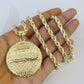 Real 10k Gold Rope Chain Last Supper Nugget Pendant Set 4mm 18"-28"