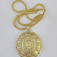 10K Franco Chain Jesus Mary Pendant Charm Necklace 20"-26" 5mm Gold SET Yellow