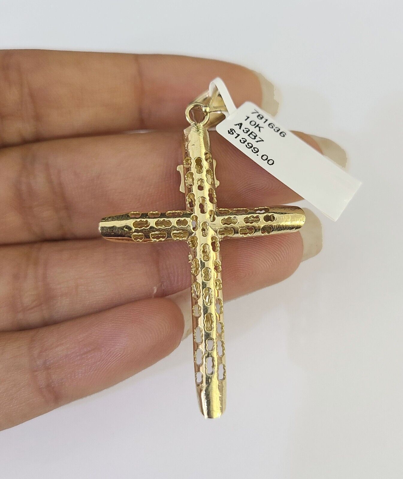 10K Gold Franco Chain Jesus Cross Charm Pendant 20-26 inches 2.5mm REAL Yellow