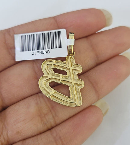 10k Yellow Gold Diamond B Charm Pendant Initial Alphabet Letter Real Genuine