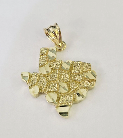 10k Texas Map Charm Nugget Pendant Yellow Gold Real Gold State Map 1"