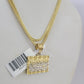 10K Franco Chain Mayan Calendar Pendant Charm Necklace 16"-24" 2mm Gold SET