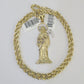 10k Solid Rope Chain Saint Reaper Charm Set 4mm 18"-30" Necklace Gold Pendant
