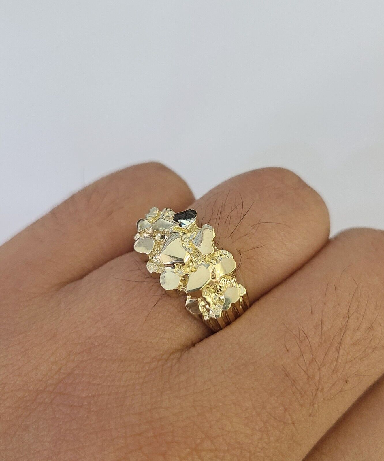 Real 10k Nugget Ring Yellow Gold Casual Ring 10kt Genuine