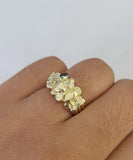 Real 10k Nugget Ring Yellow Gold Casual Ring 10kt Genuine For Ladies / Women