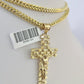 10K Franco Chain Jesus Cross Pendant Charm Necklace 20"-26" 3mm Gold Yellow SET