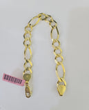 Real 14k Yellow Gold Figaro link Bracelet 9mm 8" Inch Men women Genuine