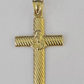 Real 10K Jesus Cross Pendant 1.5" Yellow Gold Charm Genuine