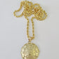 10k 3mm Rope Chain Jesus Guadalupe Pendant 18"-30 Yellow Gold Set Charm Necklace