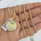 10K Gold Miami Cuban Chain Last Supper Charm 18"-30" 3mm REAL Pendant Necklace