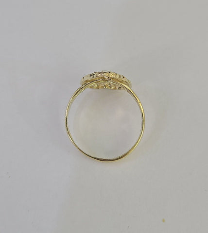 Real 10k Nugget Heart Ring Band Wedding Engagement Women Yellow Gold