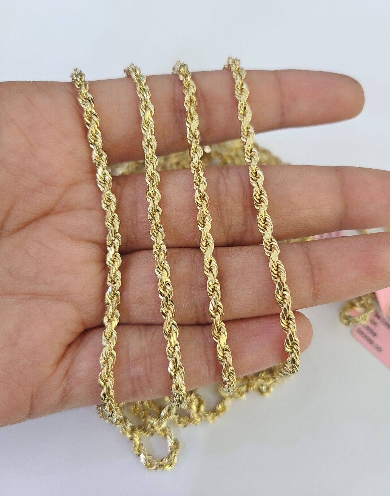 14k Real Rope Chain Necklace 3mm 18"-26" Inch Yellow Gold Men Women Genuine