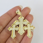 10k Triple Cross Charm Miami Cuban Chain Pendant Set 5mm 18"28" Necklace Gold