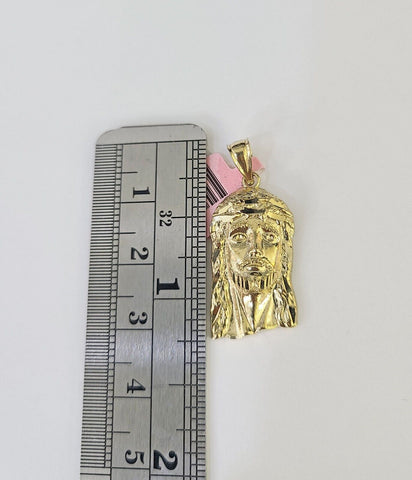 Real 14k Rope Chain Jesus Head Charm Set Yellow Gold 3mm 18-30" Necklace Pendant