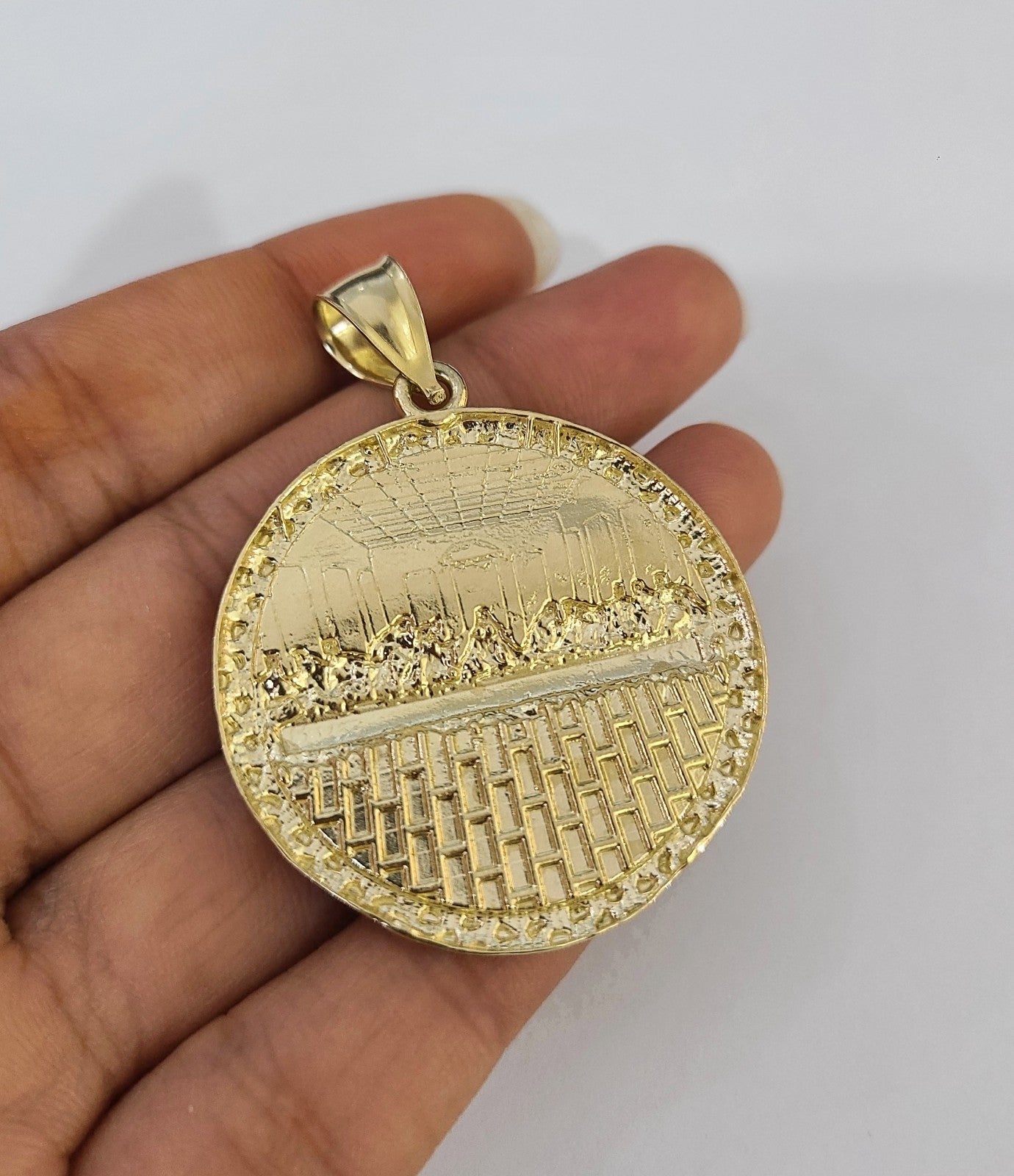 Real 10k Gold Rope Chain Last Supper Nugget Necklace Pendant Set 4mm 18"-28"