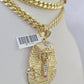 10K Miami Cuban Link Chain Pharaoh Pendent Charm 8mm 20"-30" Necklace Gold