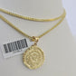 10K Franco Chain Mayan Calendar Pendant Charm Necklace 16"-24" 2mm Gold SET