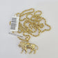 10k 2.5mm Rope Chain Lion Pendant 18"-30" Yellow Gold Set Charm Necklace