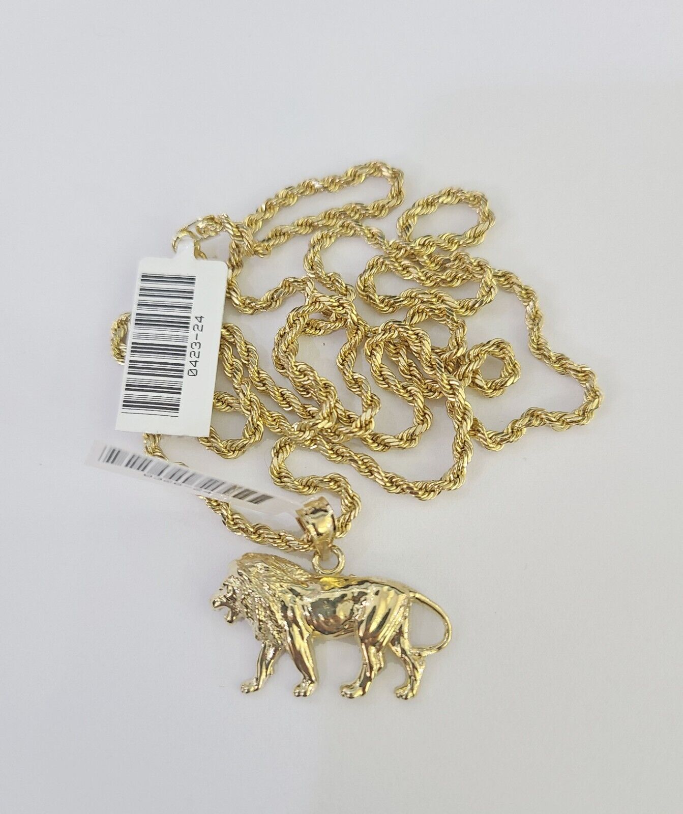 10k 2.5mm Rope Chain Lion Pendant 18"-30" Yellow Gold Set Charm Necklace