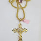 14K Franco Chain Jesus INRI Cross Pendant Charm Necklace 20"-26" 4mm Gold