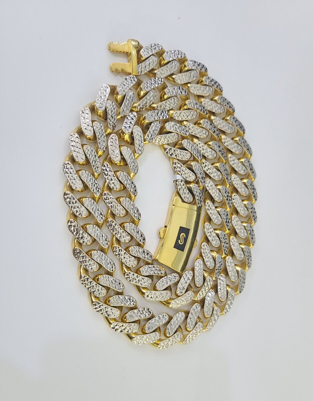 Real 10k Royal Monaco Chain 15mm Diamond Cut 24 inches Yellow Gold Necklace