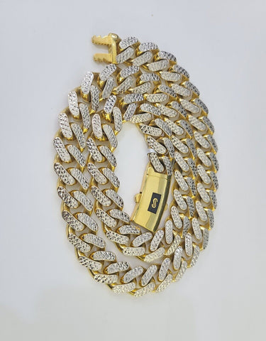 Real 10k Royal Monaco Chain 15mm Diamond Cut 24 inches Yellow Gold Necklace