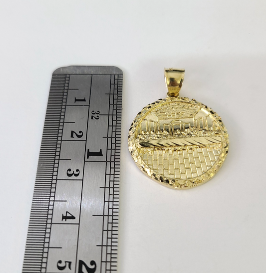 Real 10k Gold Byzantine Necklace Last Supper Nugget Pendant 20-30 inch 3mm SET