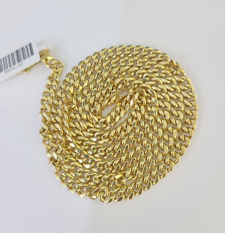 10K Miami Cuban Link Chain Yellow Gold Real 5mm 24 inch Necklace