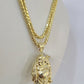 REAL 10k Yellow Gold Palm Chain Laughing Buddha Pendant Charm 3mm Necklace SET
