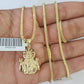 10K Franco Chain Jesus Pendant Charm Necklace 16"-24" 2mm Yellow Gold SET