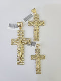 10k Jesus Cross Crucifix Charm Pendant Yellow Gold Men Women 3" 2.25" 2" Real