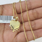 10K Solid Franco Chain Heart Pendant Charm Necklace 16"-24" 1mm Gold Ladies