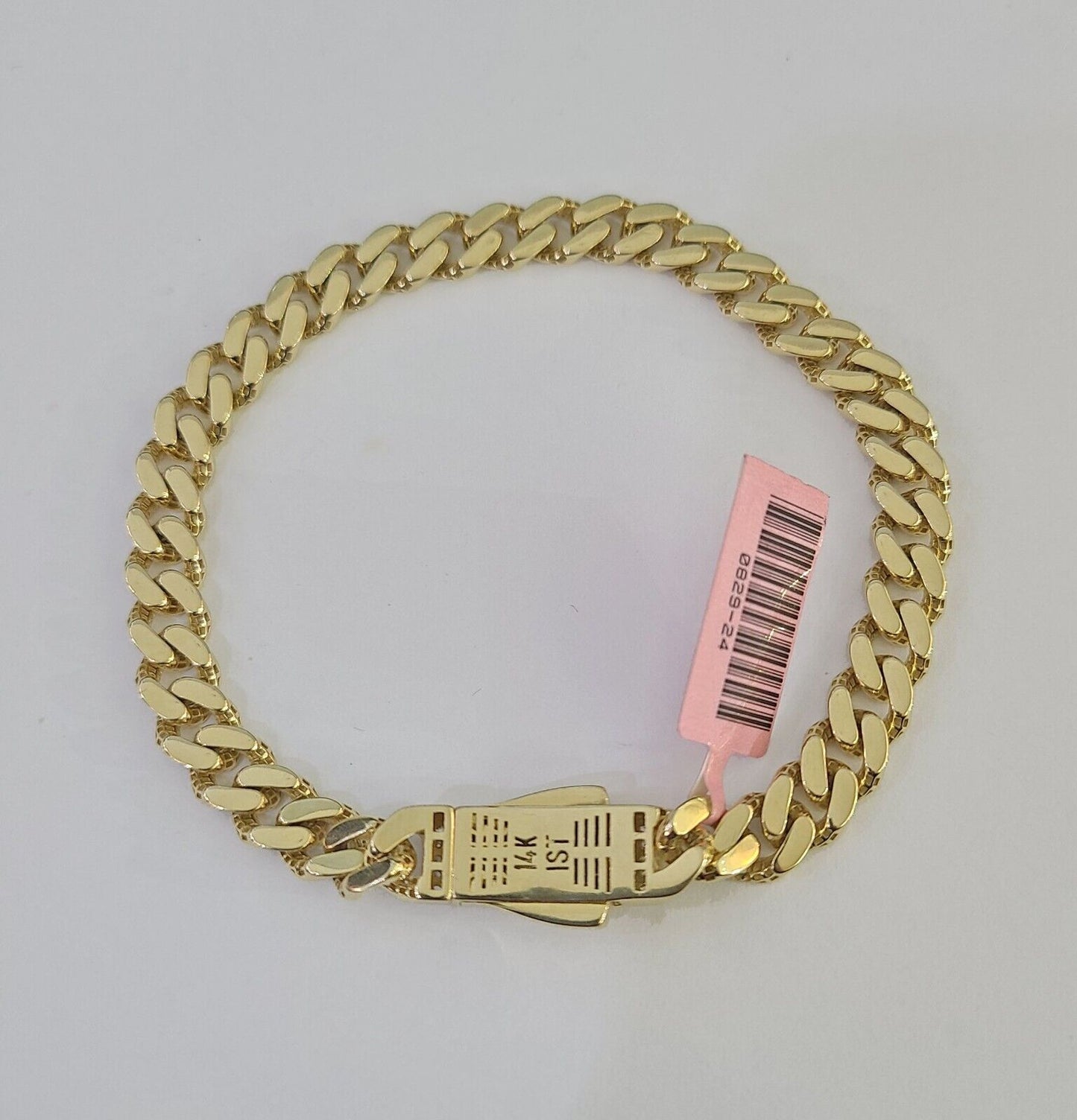 14K Royal Monaco Cuban Bracelet Yellow Gold 7mm 8 inches Box Lock