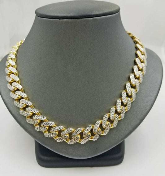 10K 13mm Yellow Gold Royal Miami Cuban Monaco Chain Diamond Cut 24 Inches SALE