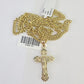 10K Gold Miami Cuban Chain Jesus Cross Charm 18"-30" 3mm REAL Pendant